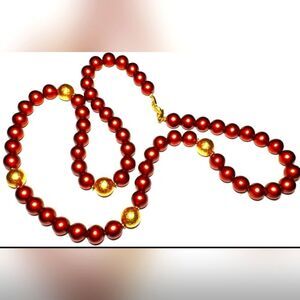 NAPIER GOLD PLATED HAMMERED & COPPER RESIN BEAD SIENNA NECKLACE 19"